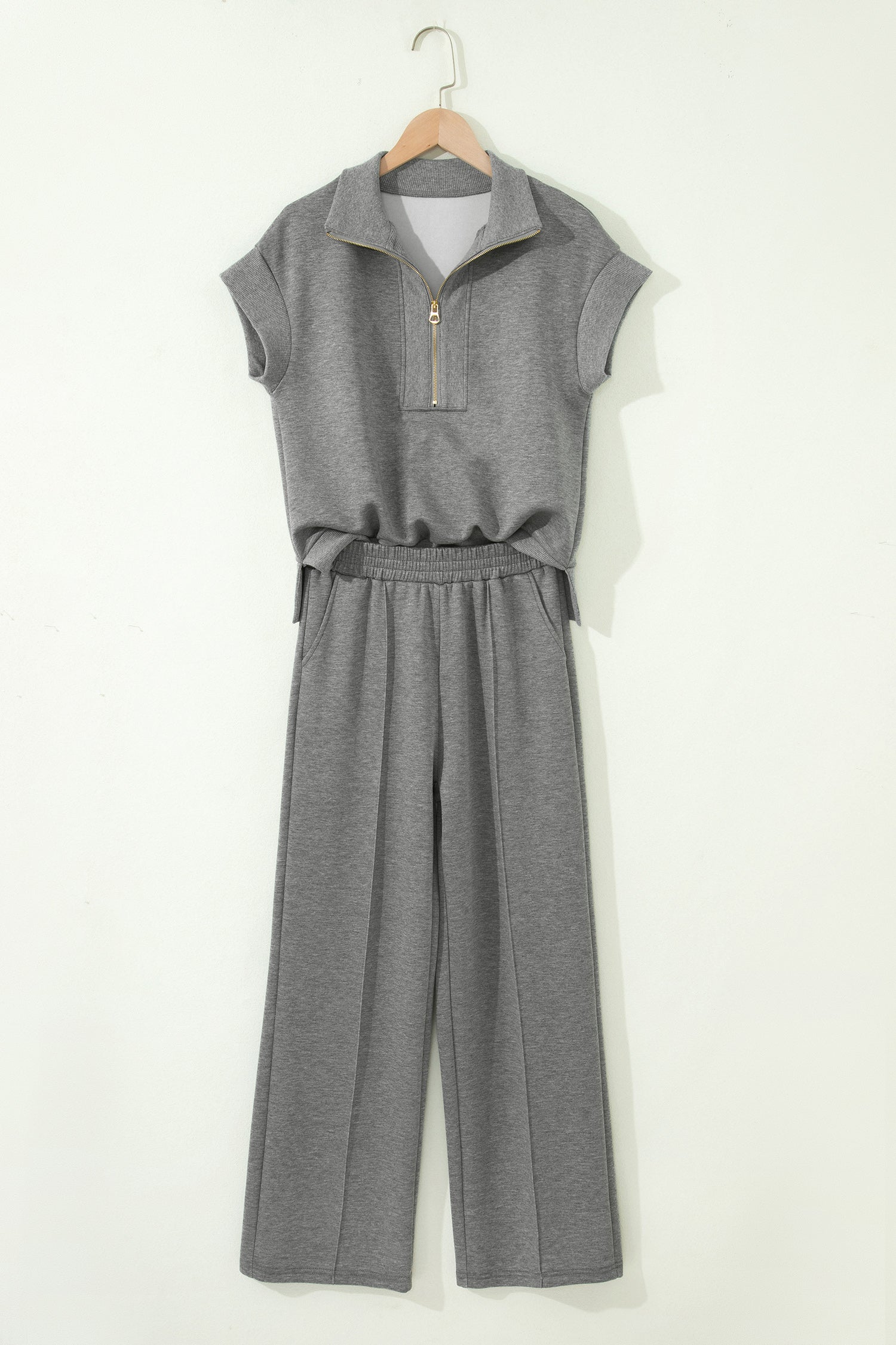Half Zip Polo Tee & High Waist Pant Set