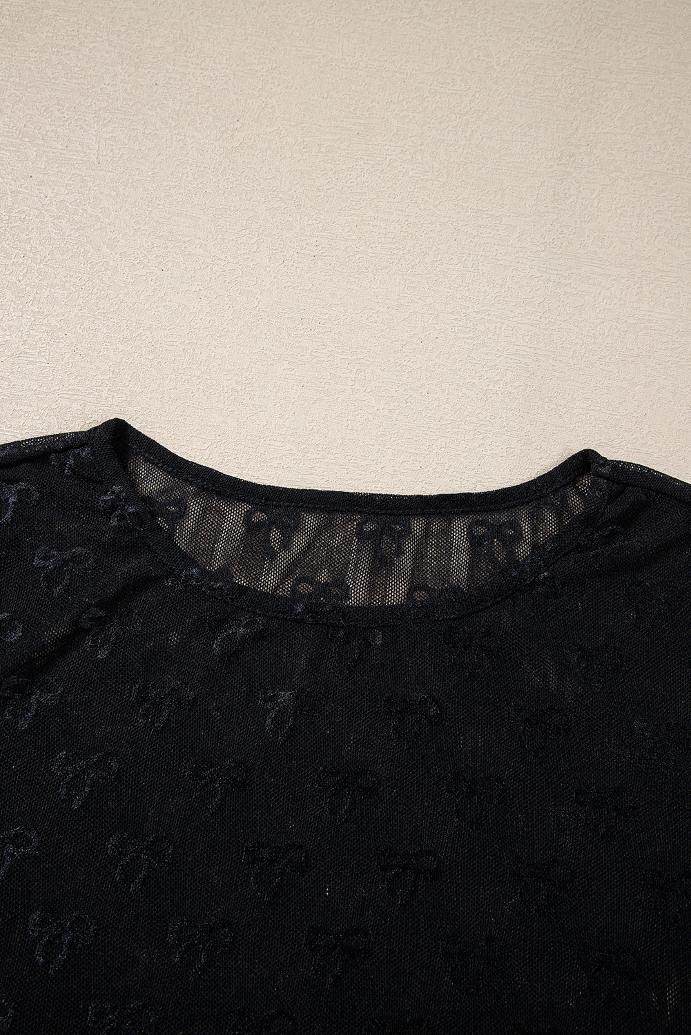 Bow Mesh Long Sleeve Top