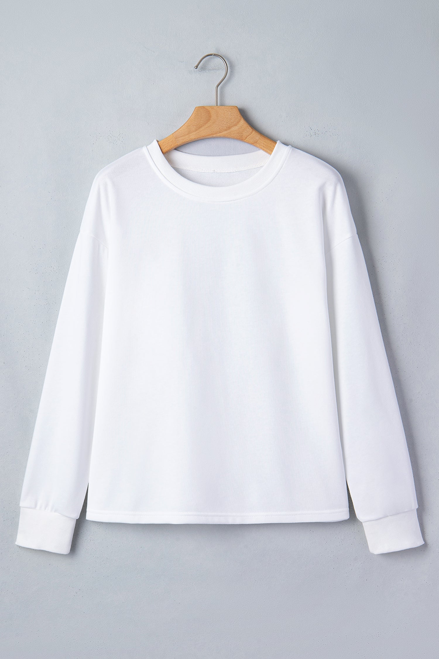Solid Drop Shoulder Long Sleeve Top