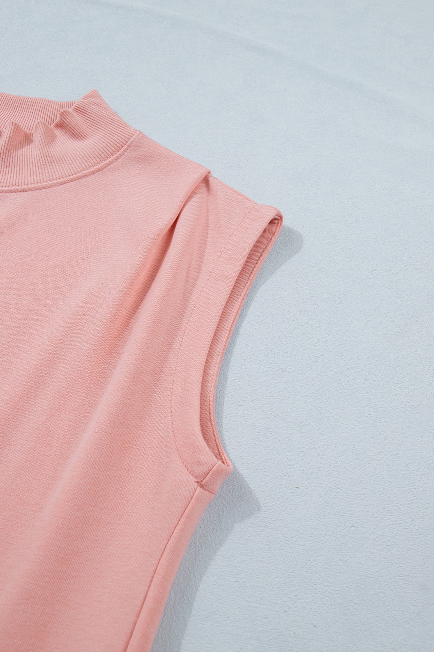 Solid Mock Neck Cap Sleeve Oversized Top