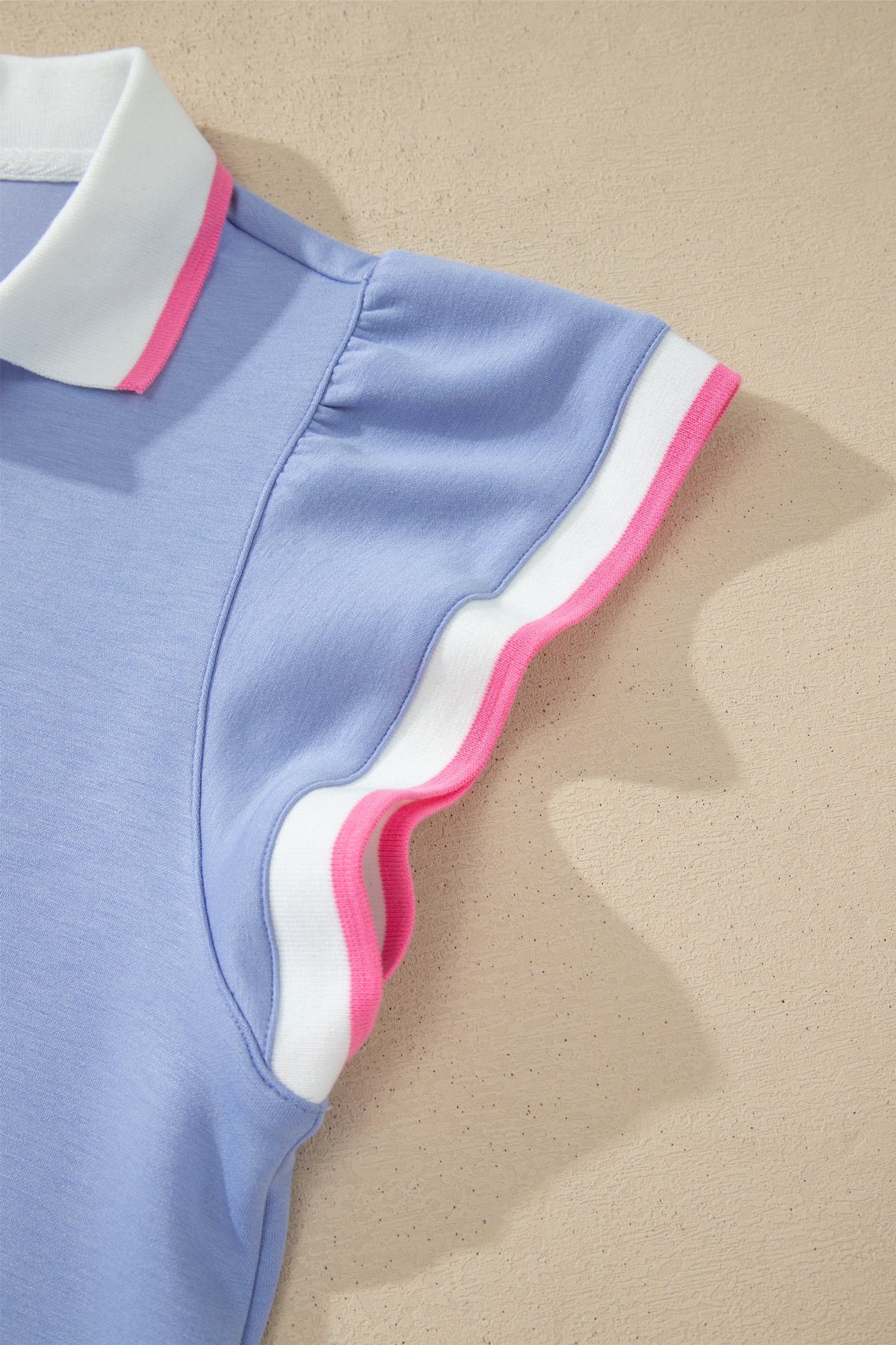 Stripe Trim Polo Tee & Drawstring Skirt Set