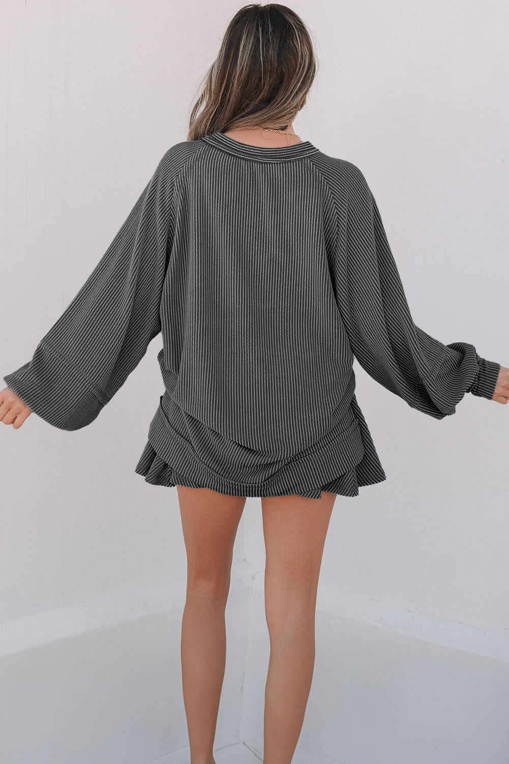 Corded Top and Ruffle Mini Skort Set
