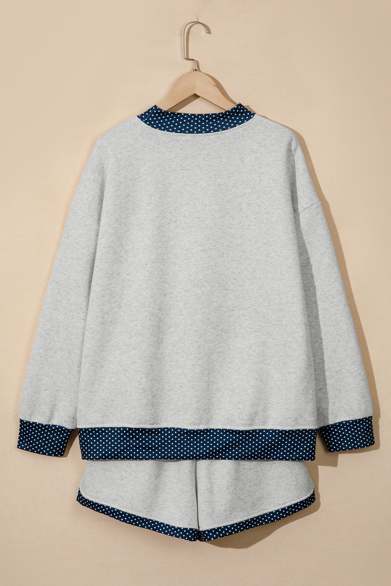 Polka Dot Patchwork Sweatshirt & Shorts Set