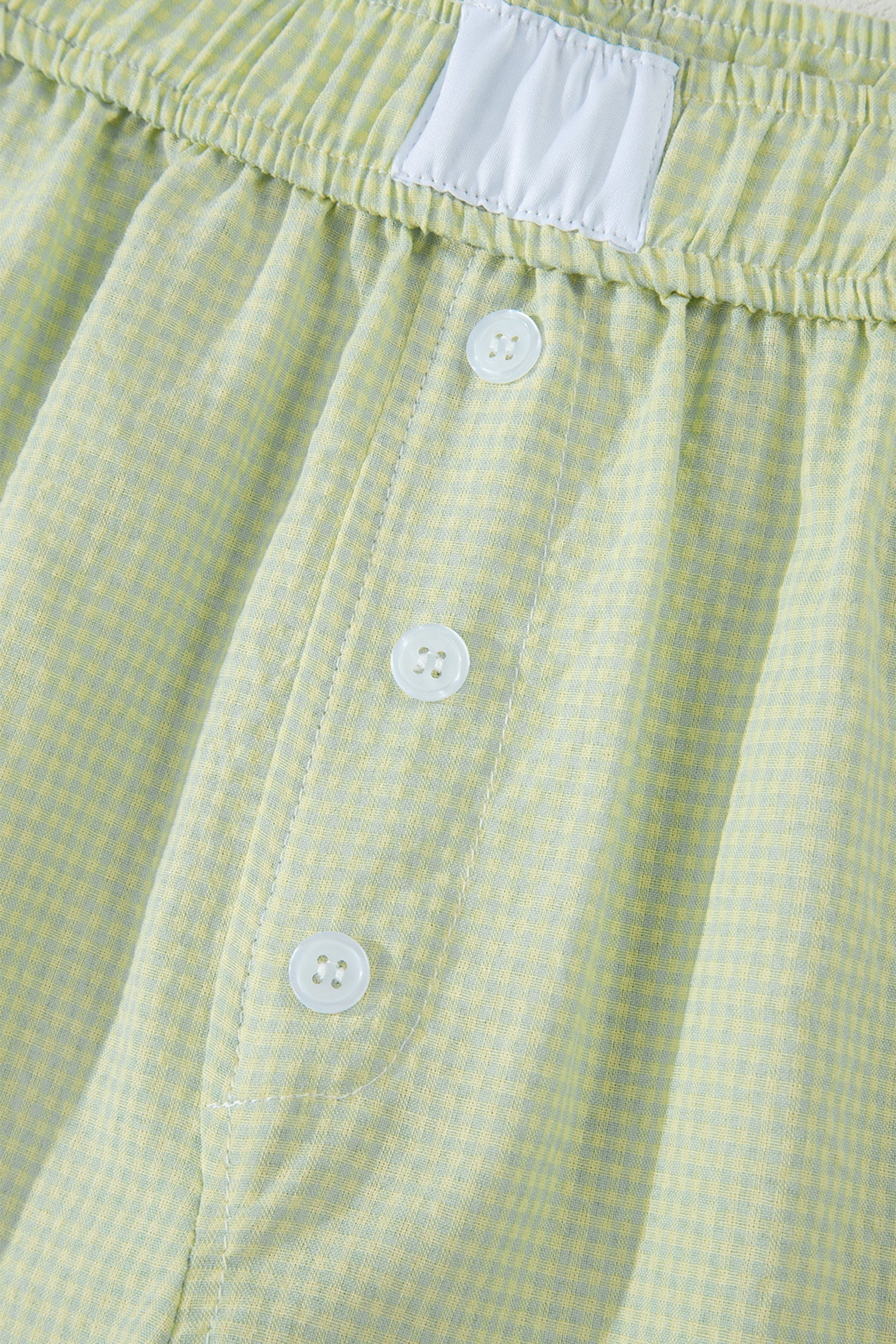 Gingham Plaid Button Lace Trim Boxer Shorts