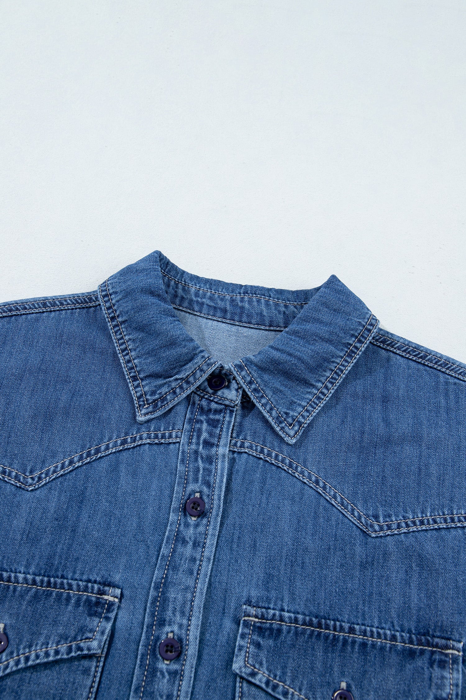 Western Denim Patch Pockets Long Sleeve Shirt