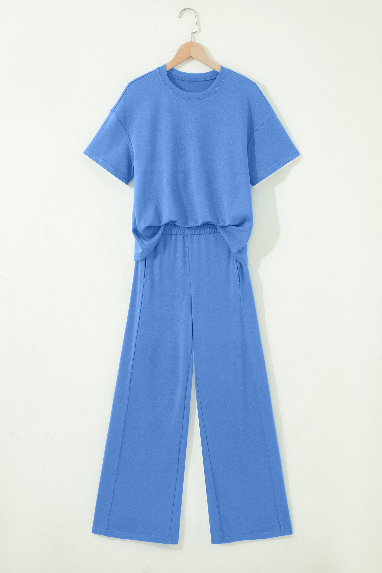 Solid Color Oversize Tee & Wide Leg Pants Set