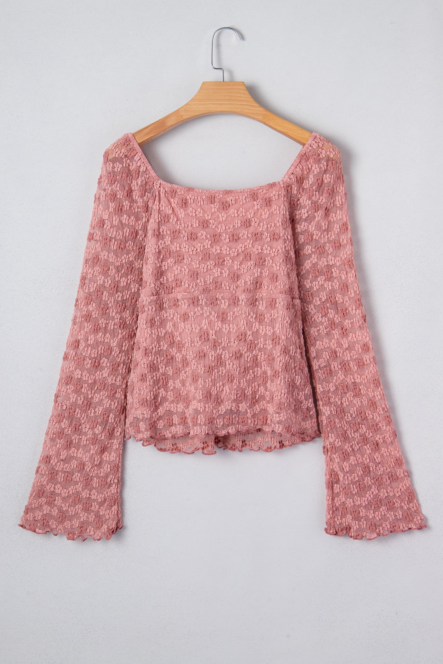 Floral Lace Drawstring Square Neck Blouse