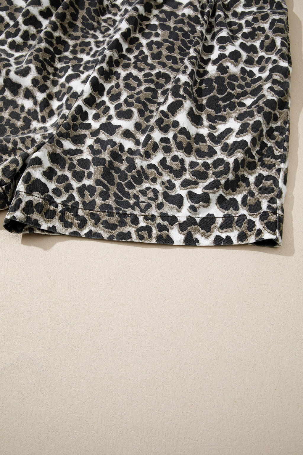 Leopard Denim Pleated Sleeveless Romper