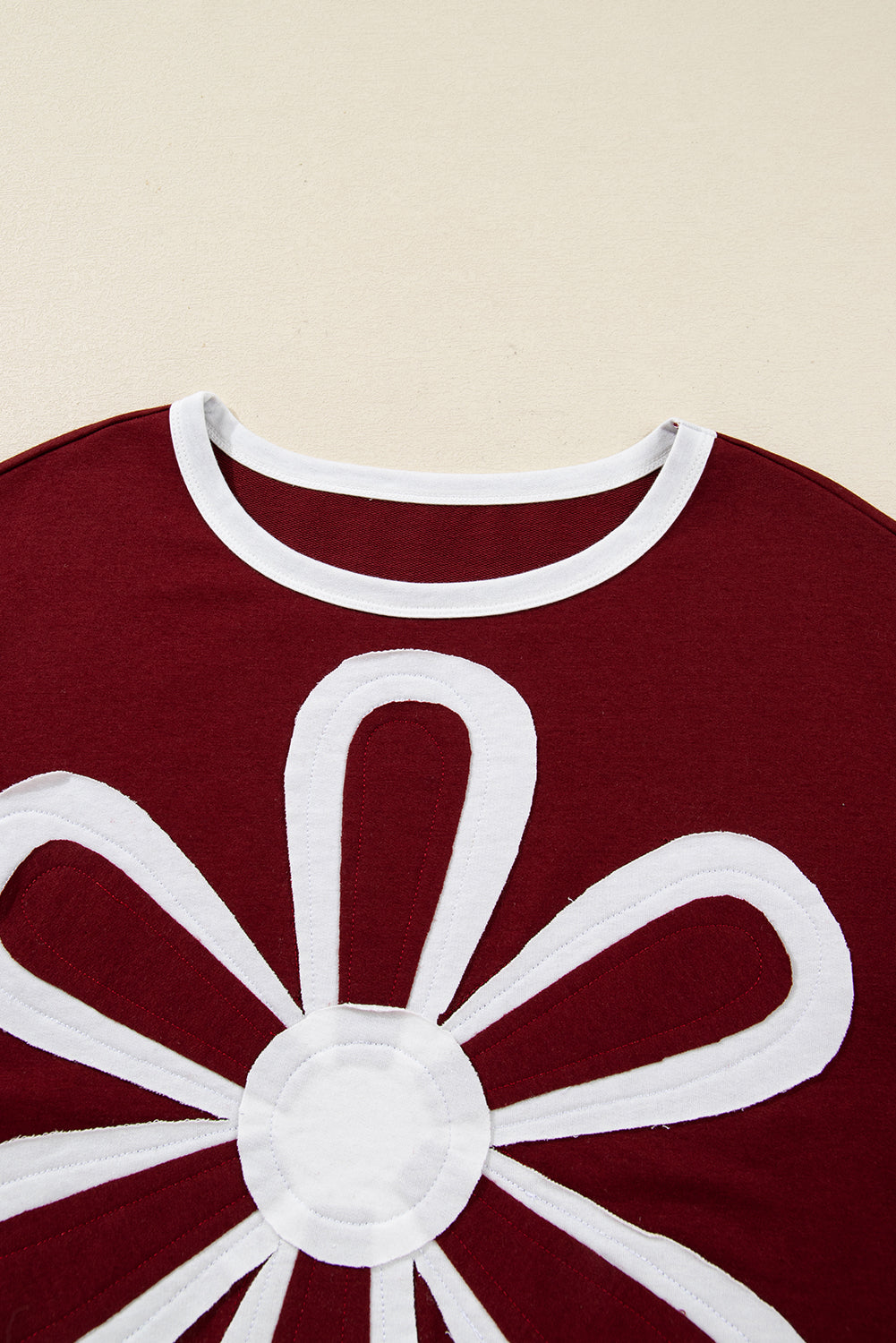 Floral Patch Long Sleeve Crewneck Top