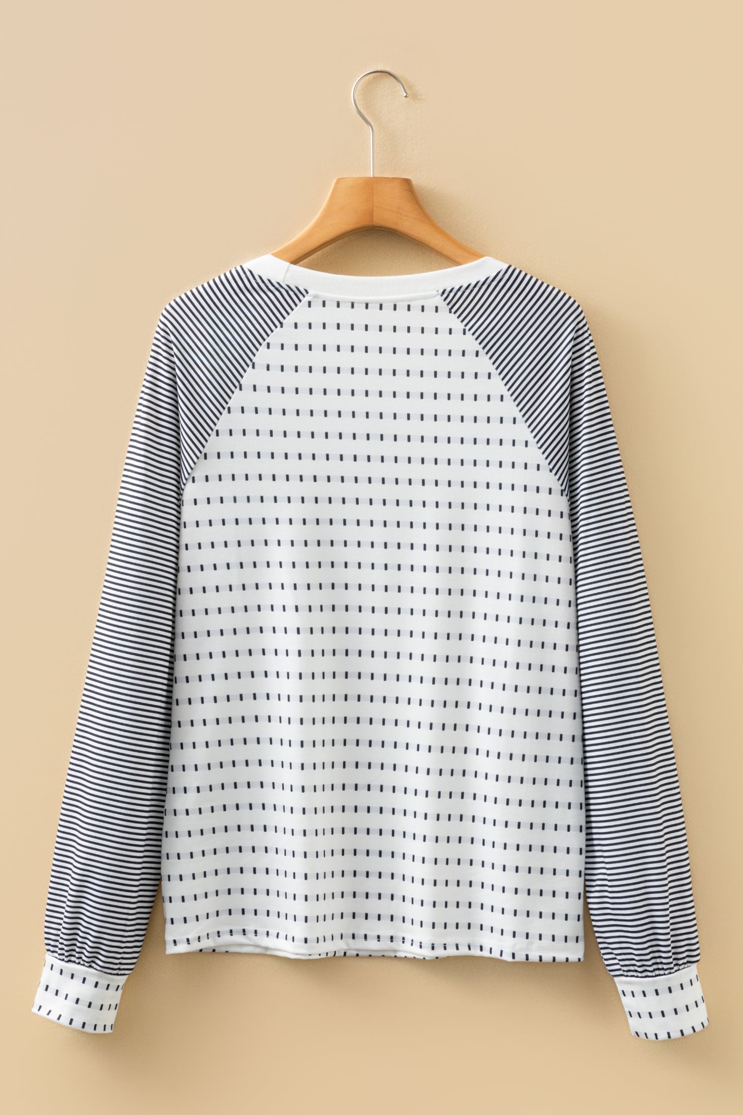 Stripe Raglan Patchwork Long Sleeve Top