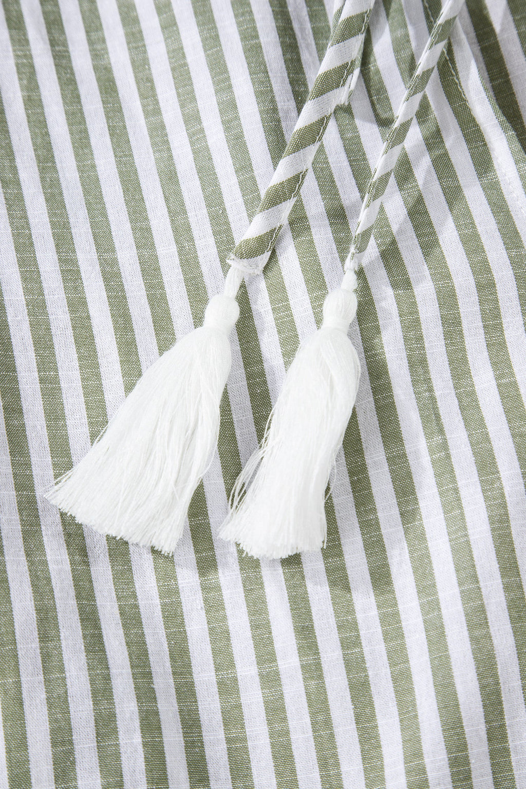 Stripe Tassel Tie-Neck Ruffle Tiered Dress