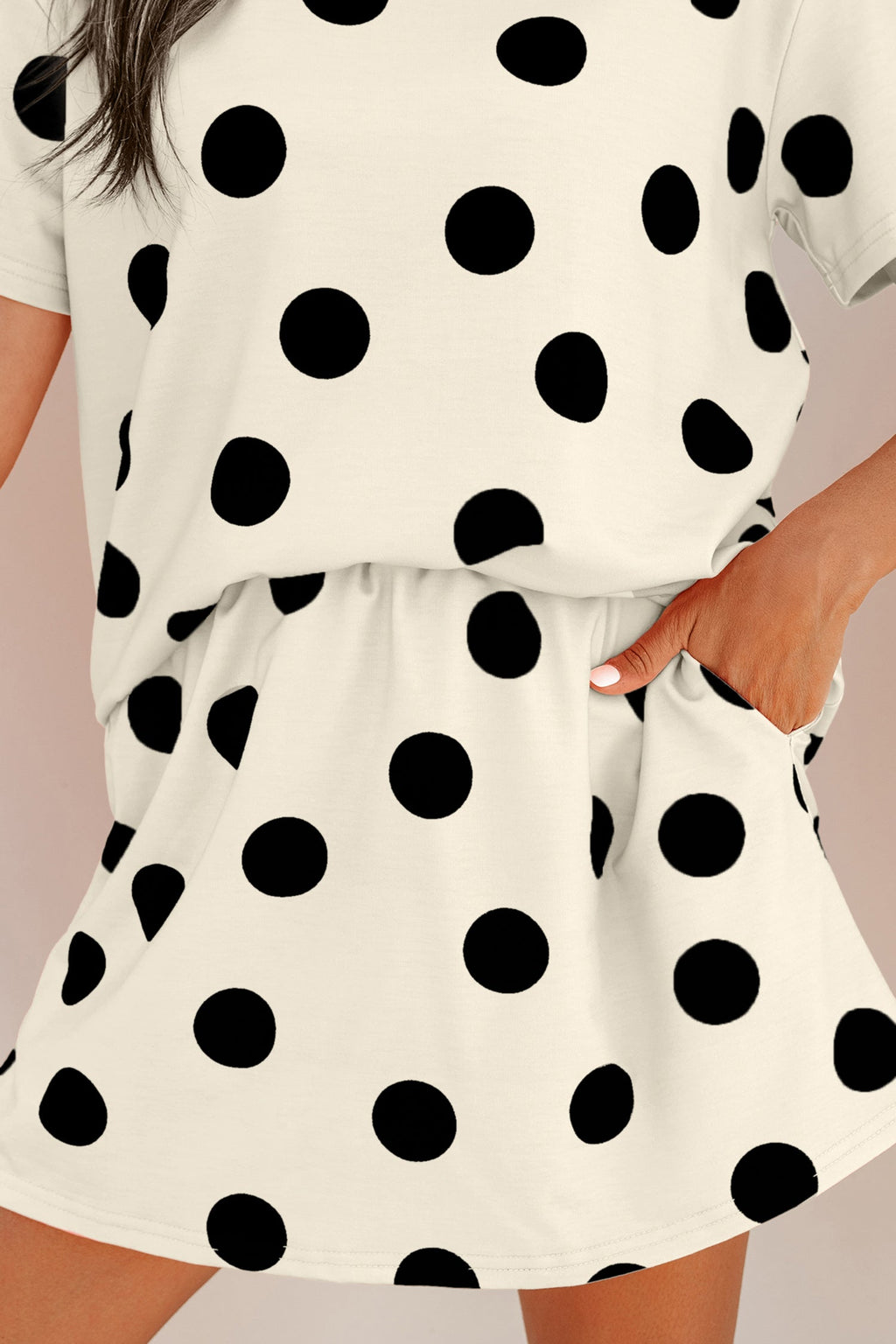 Polka Dot Short Sleeve Top & Mini Skort Set