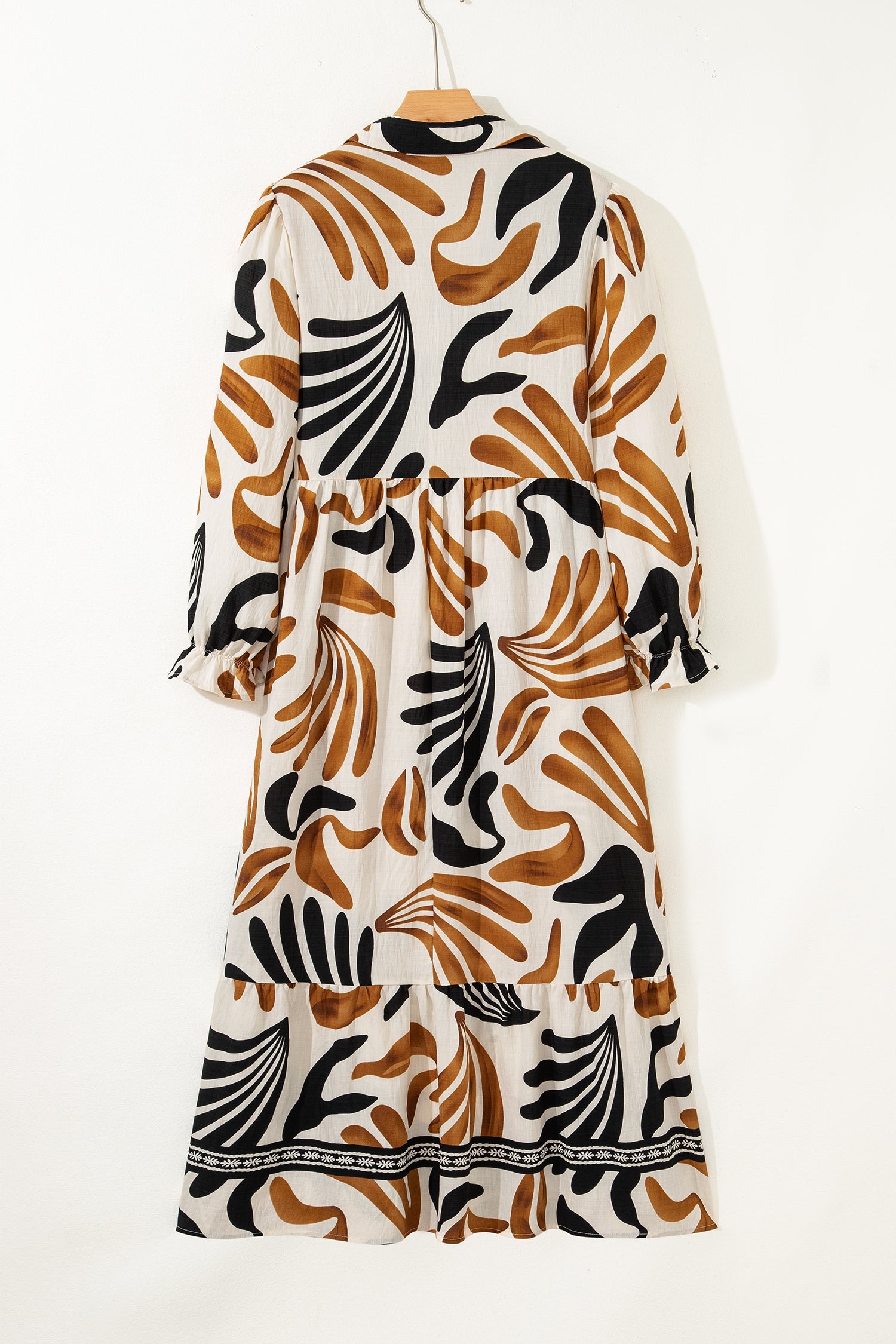 Plus Size Boho Abstract Long Sleeve Maxi Dress