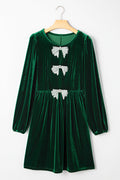 Bow Tie Velvet High Waist Mini Dress