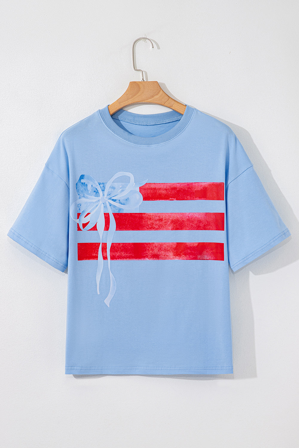 USA Flag Bow Crewneck Graphic Tee