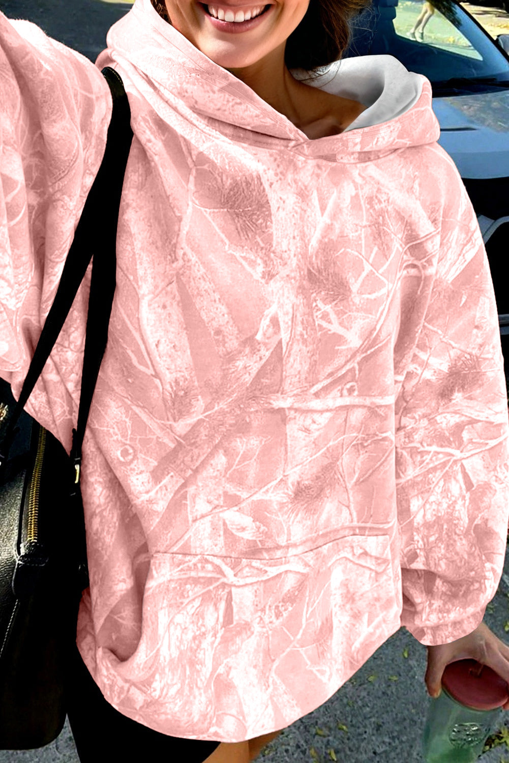 Camo Kangaroo Pocket Drop Shoulder Hoodie