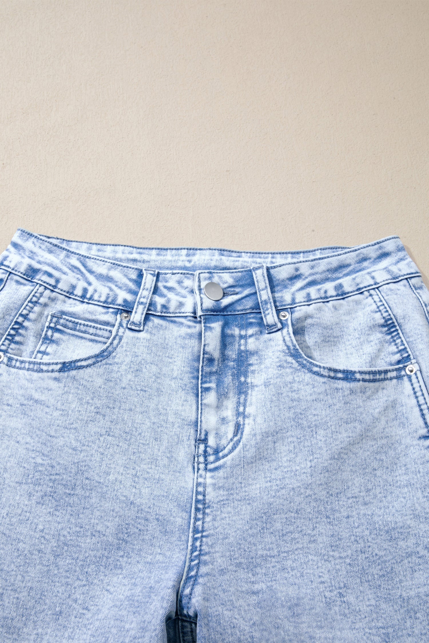 Denim Light Wash Elastic Waist Barrel Jeans