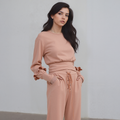 Women's Crewneck Ruffle Sleeve Peplum Sweatshirt