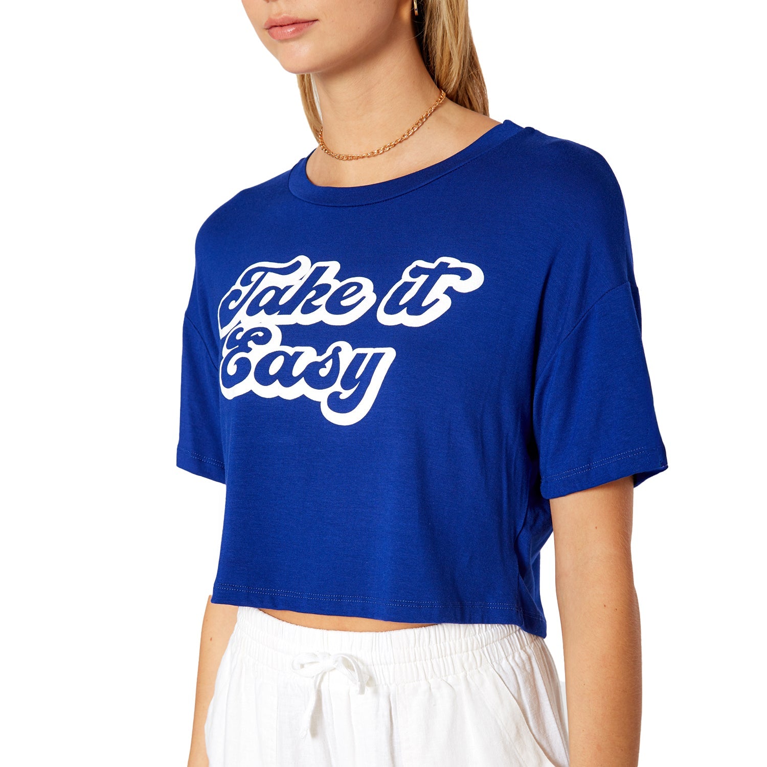 Women's "Take it Easy" Printed Crop Top