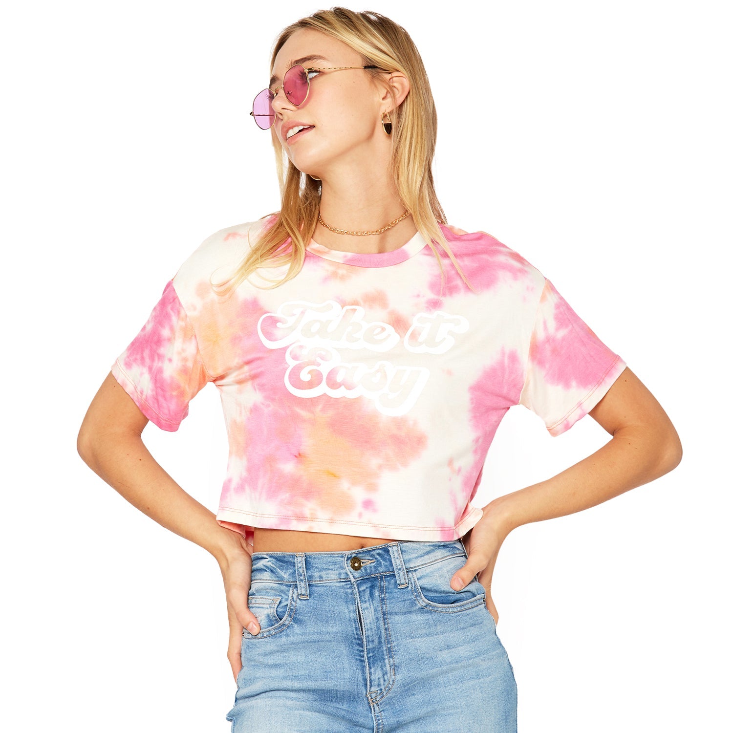 Women's "Take it Easy" Printed Crop Top