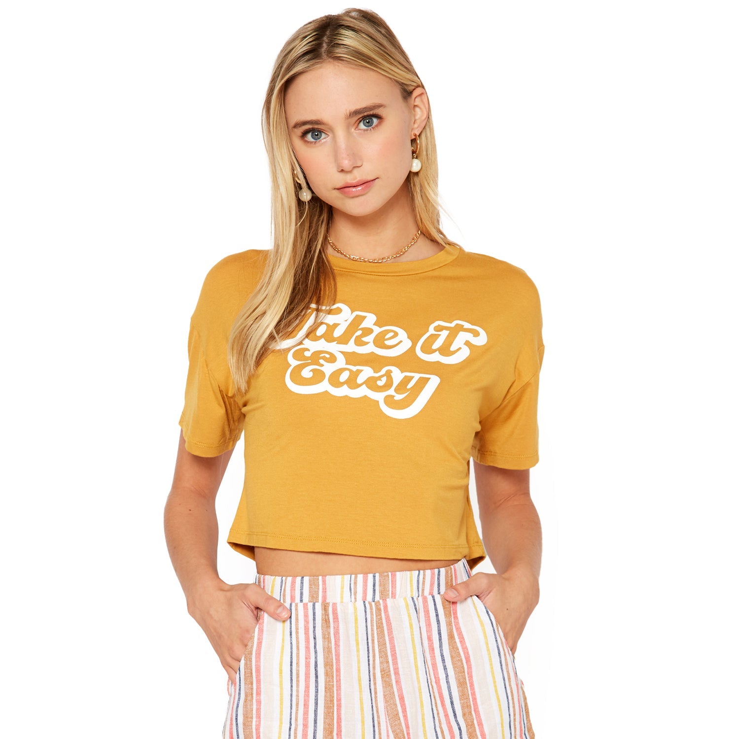 Women's "Take it Easy" Printed Crop Top