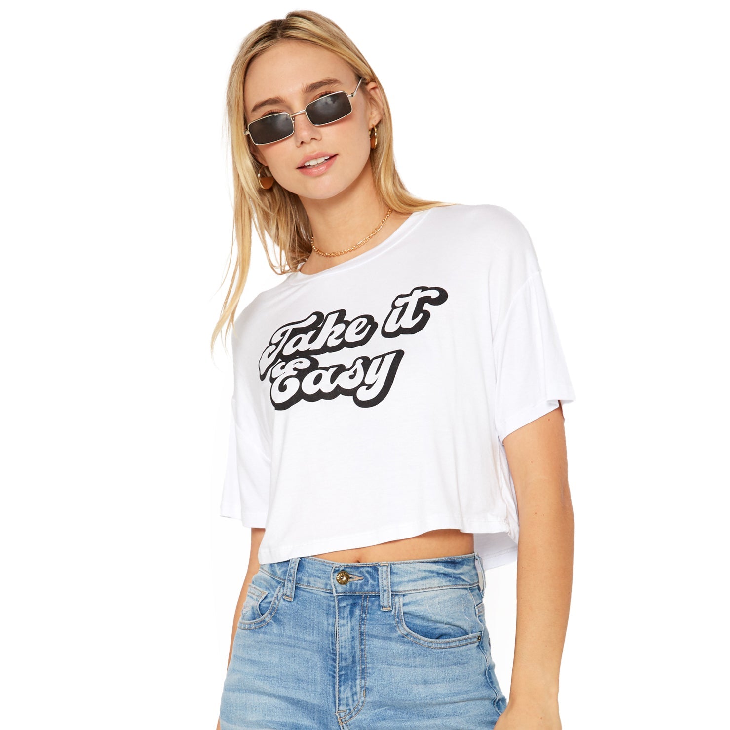 Women's "Take it Easy" Printed Crop Top