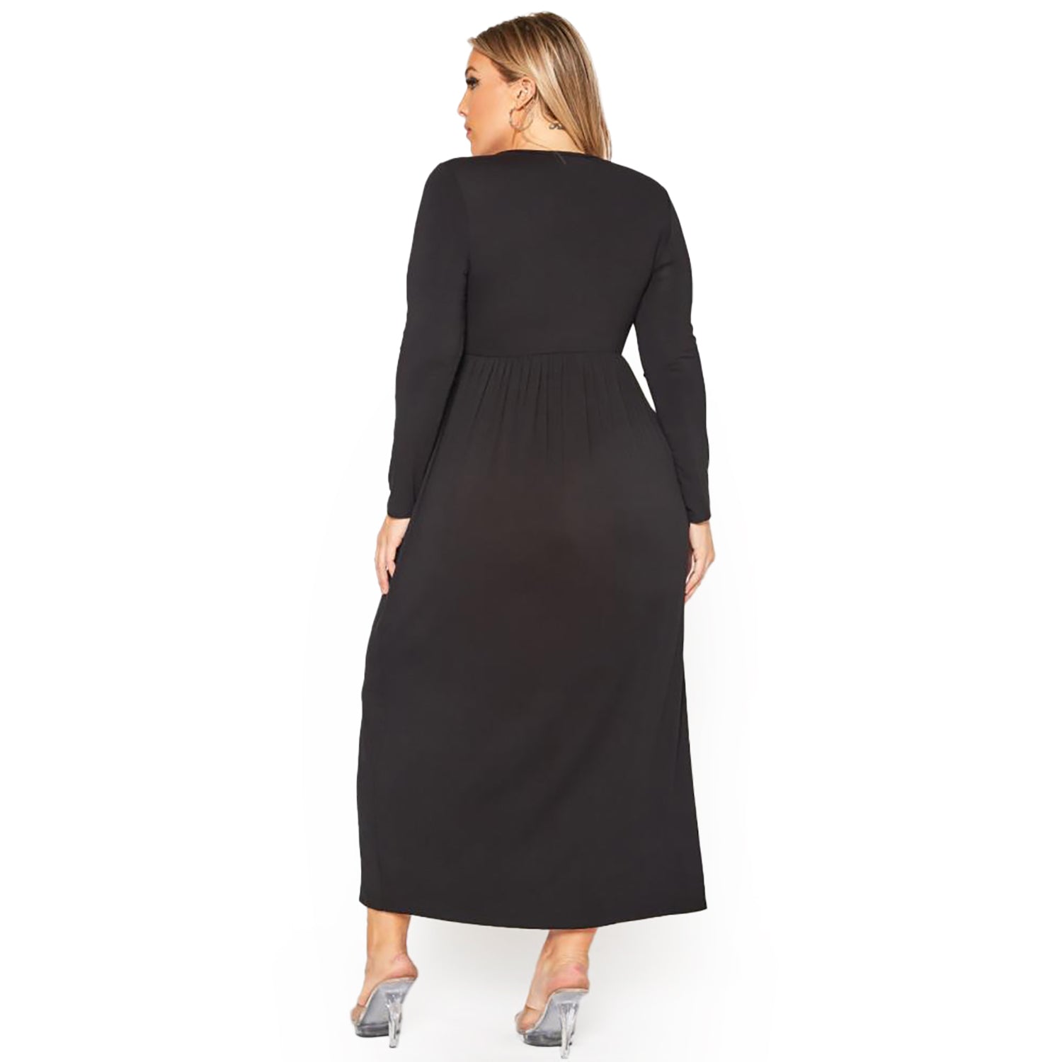 Plus Size Women's Basic Long Sleeve Maxi Dress