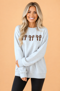 Game Day Football Bow Chenille Patch Oversized Sweatshirt