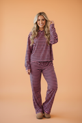 Stripe Long Sleeve Top and Drawstring Pants Set