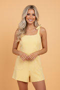 Stripe Tie Shoulder Smocked Wide Leg Romper