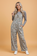 Camouflage Corded Knit Sleeveless Jumpsuit