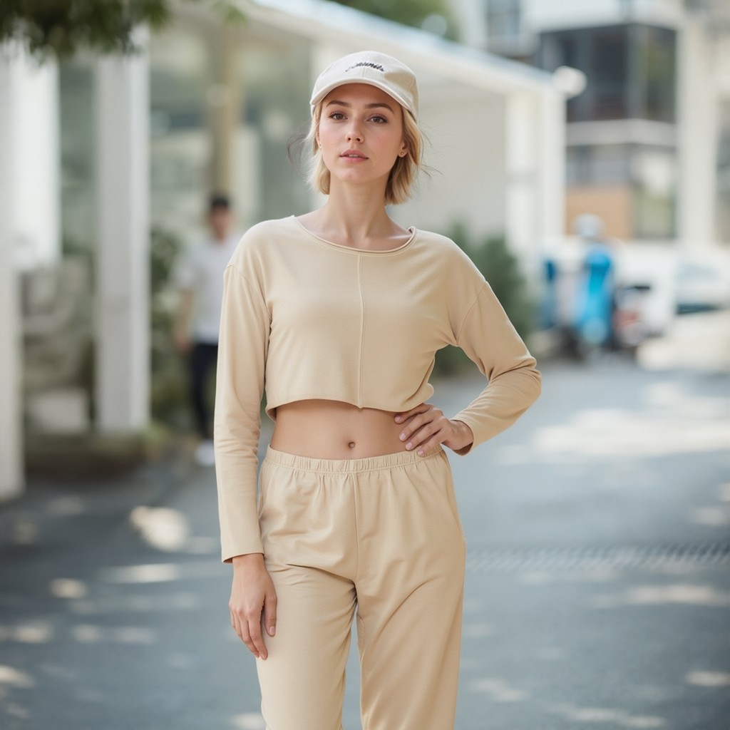 Cropped Scoop Neck Terry Sweatshirt