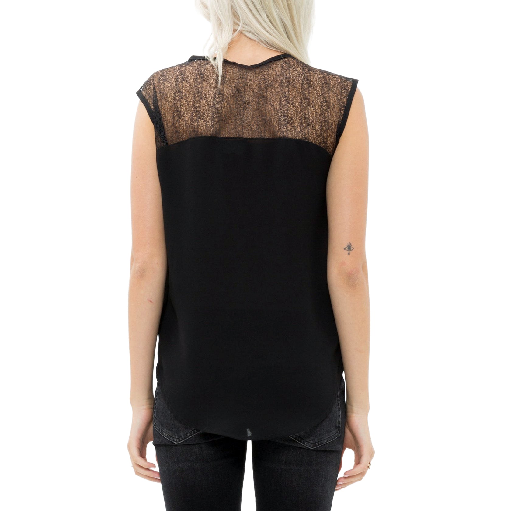 Ro & De Women's Sleeveless Sheer Lace Top