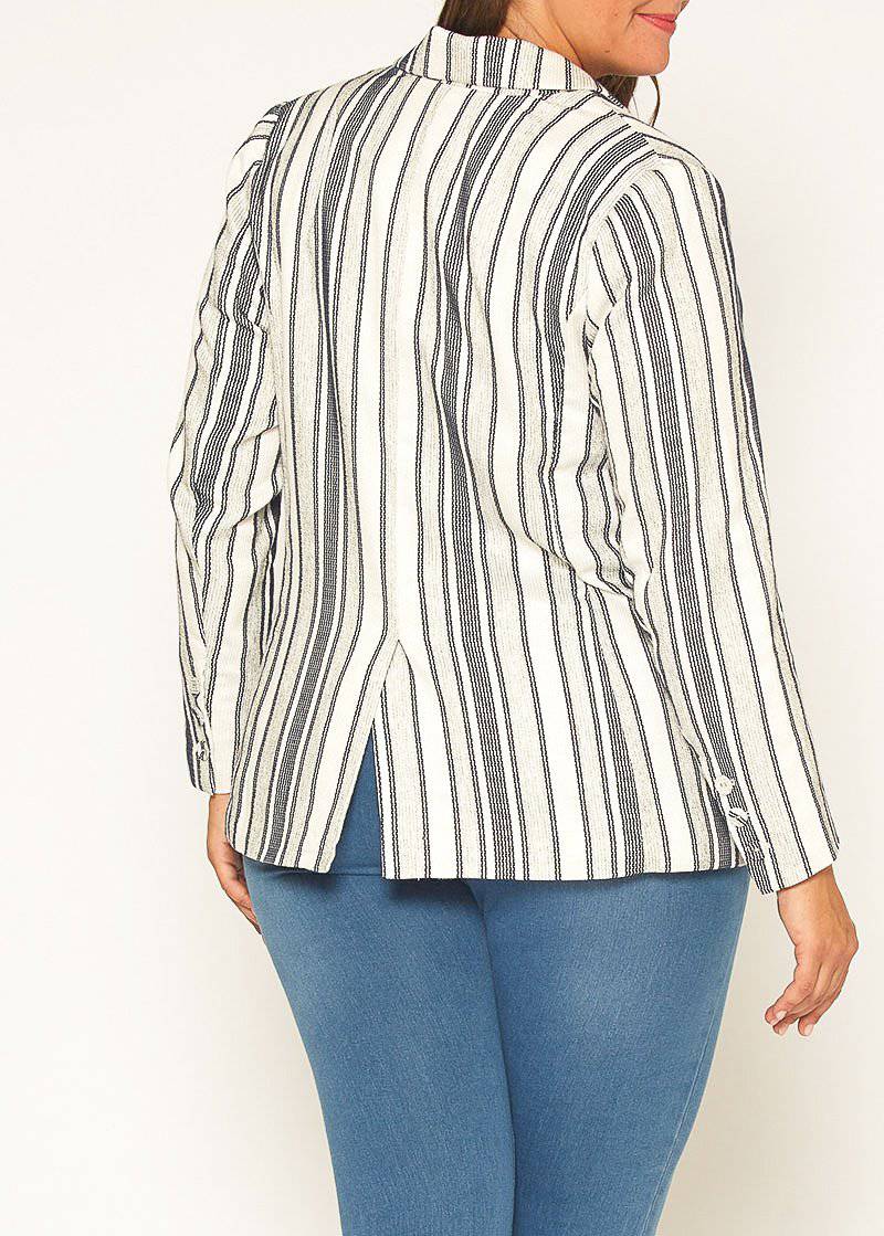 Women's Plus Size Stripe Blazer in Blue White
