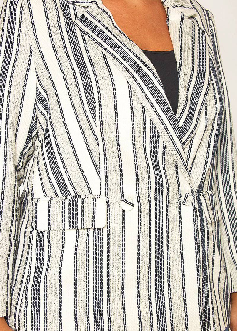 Women's Plus Size Stripe Blazer in Blue White