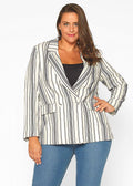 Women's Plus Size Stripe Blazer in Blue White