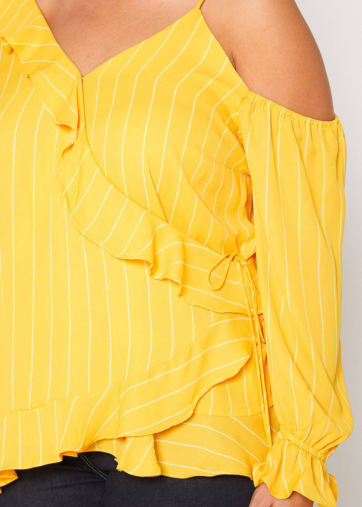Women's Plus Size Asymmetrical Shoulder Ruffle Blouse