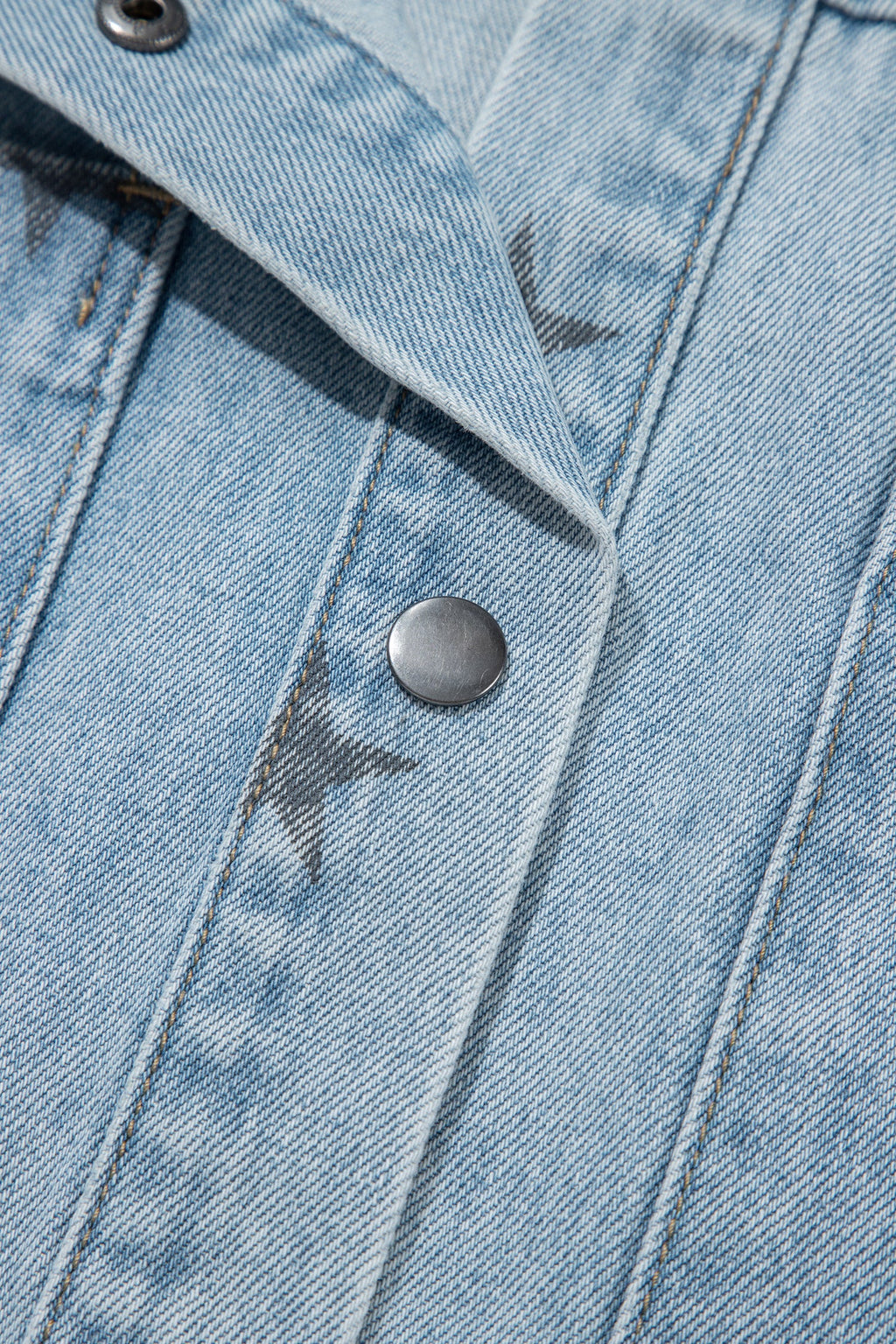 Star Denim Chest Pockets Long Sleeve Shacket
