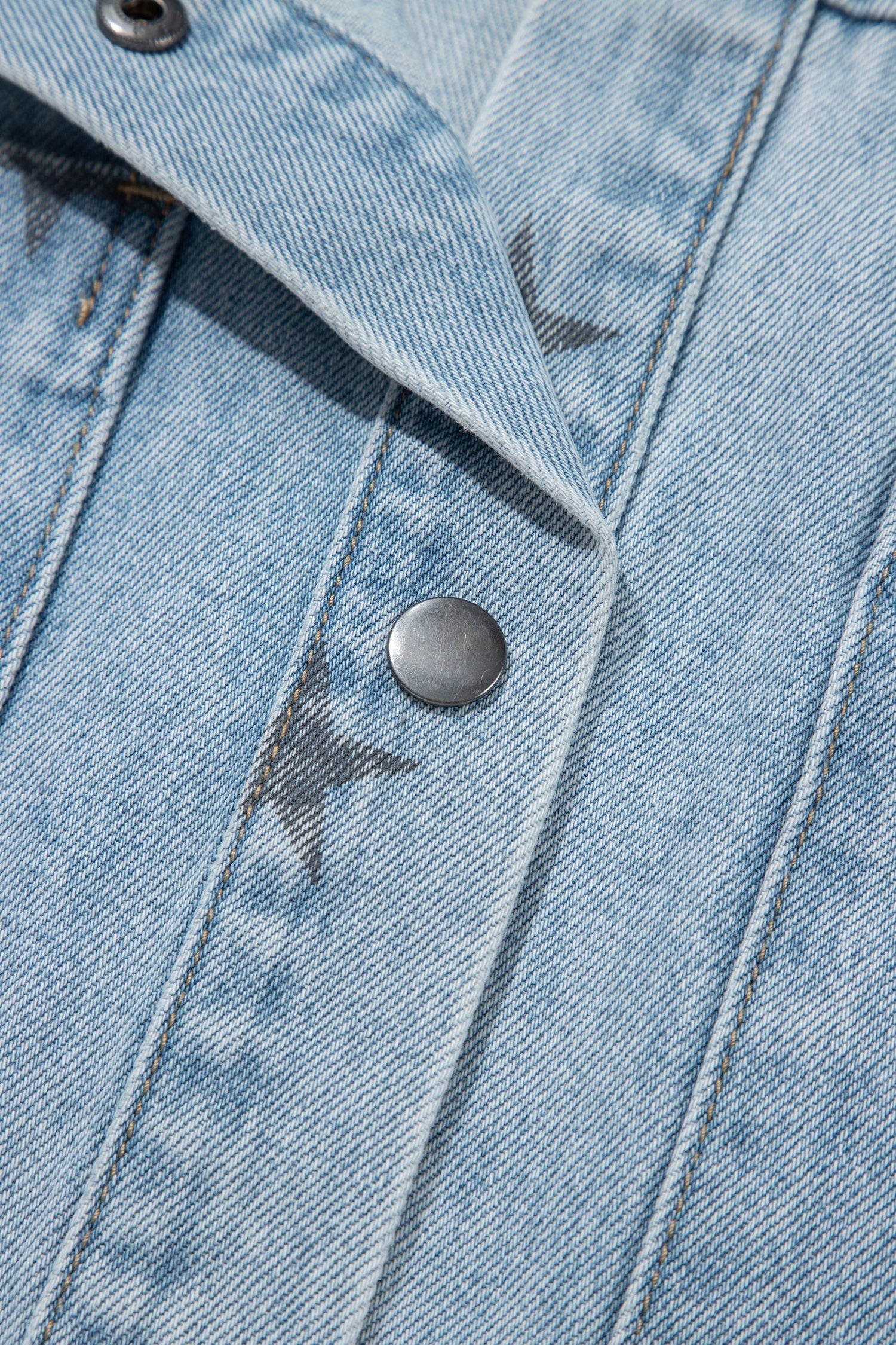 Star Denim Chest Pockets Long Sleeve Shacket