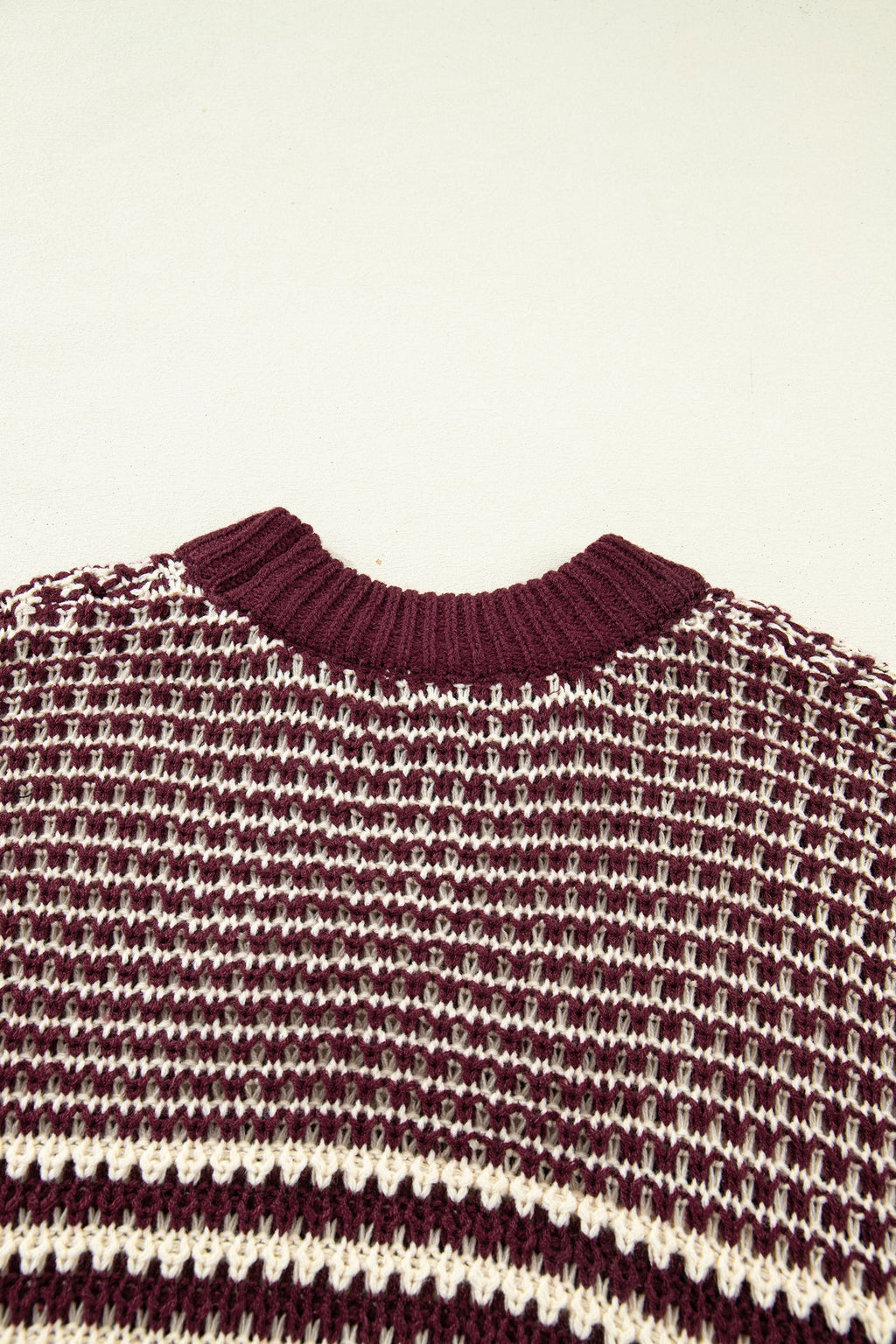 Stripe Draped 3/4 Sleeve Slouchy Sweater