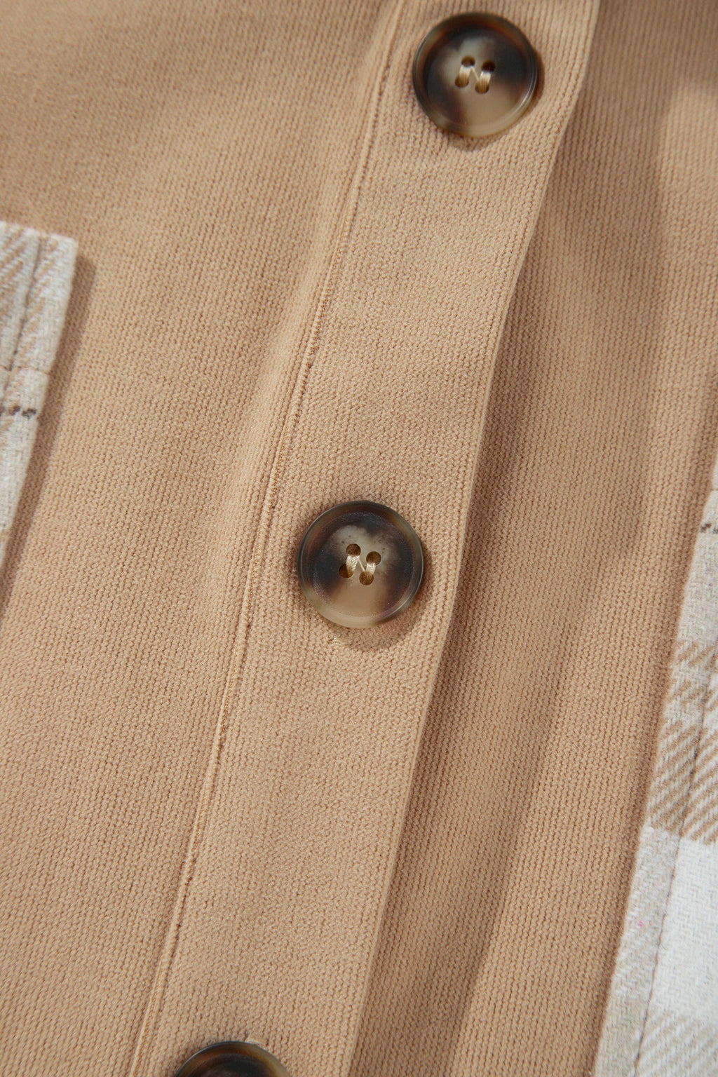 Plaid Colorblock Patch Pocket Buttoned Shacket