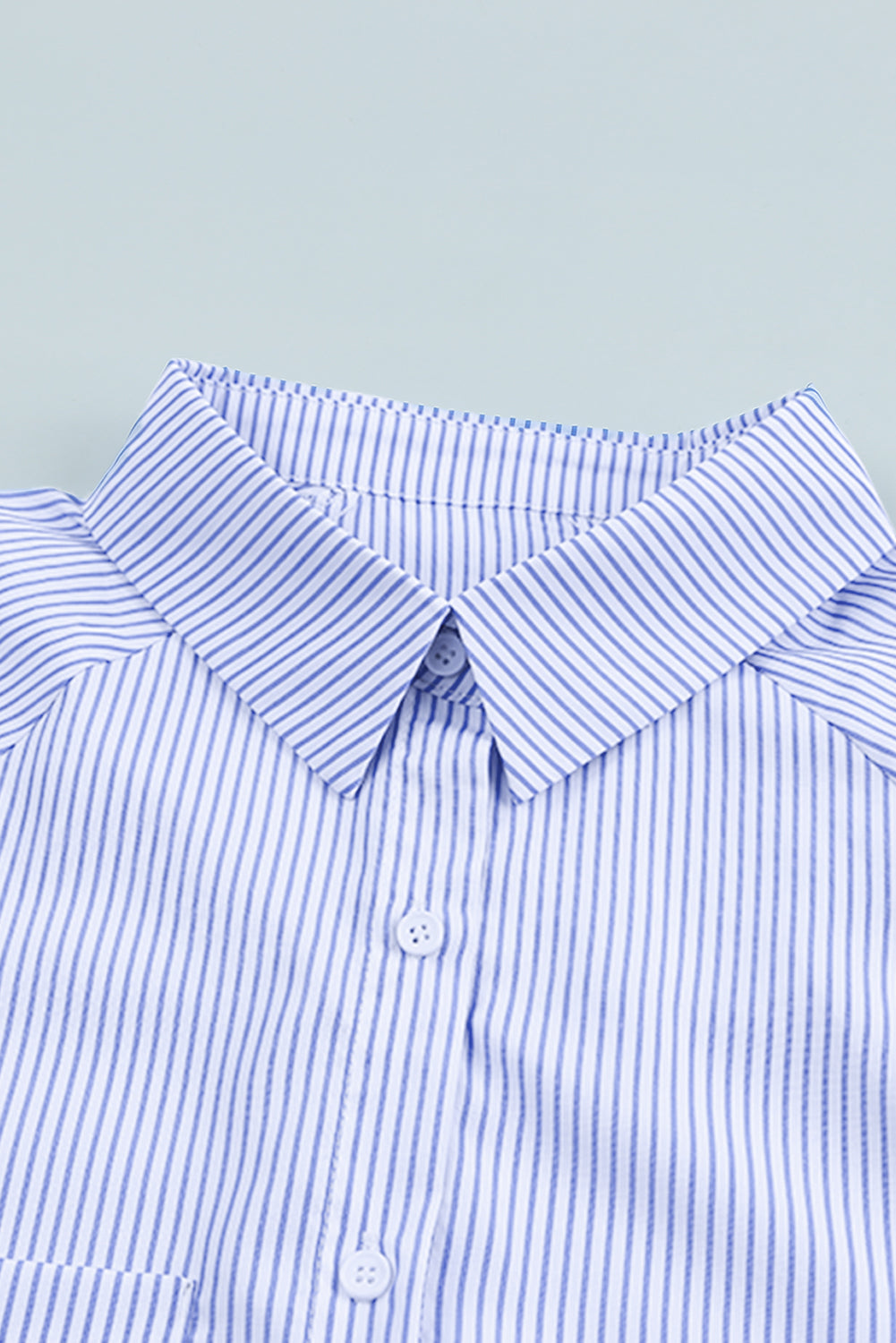 Stripe Smocked Long Sleeve Button-Up Shirt