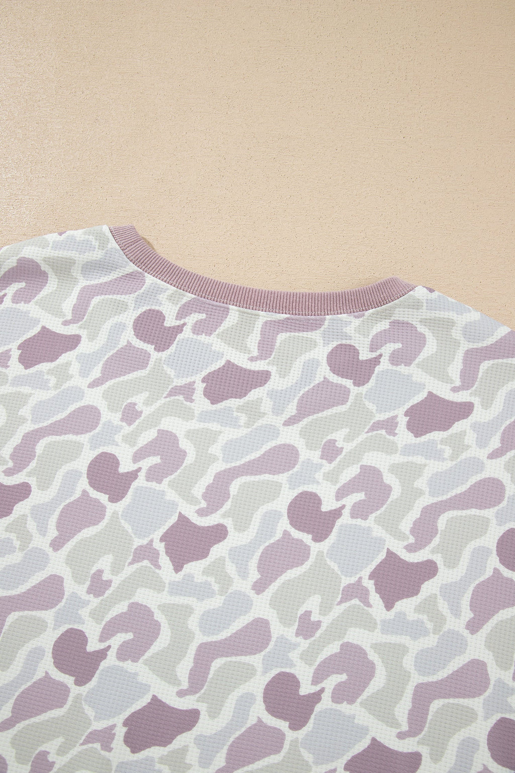 Camo Waffle Knit Long Sleeve Top & Shorts Set