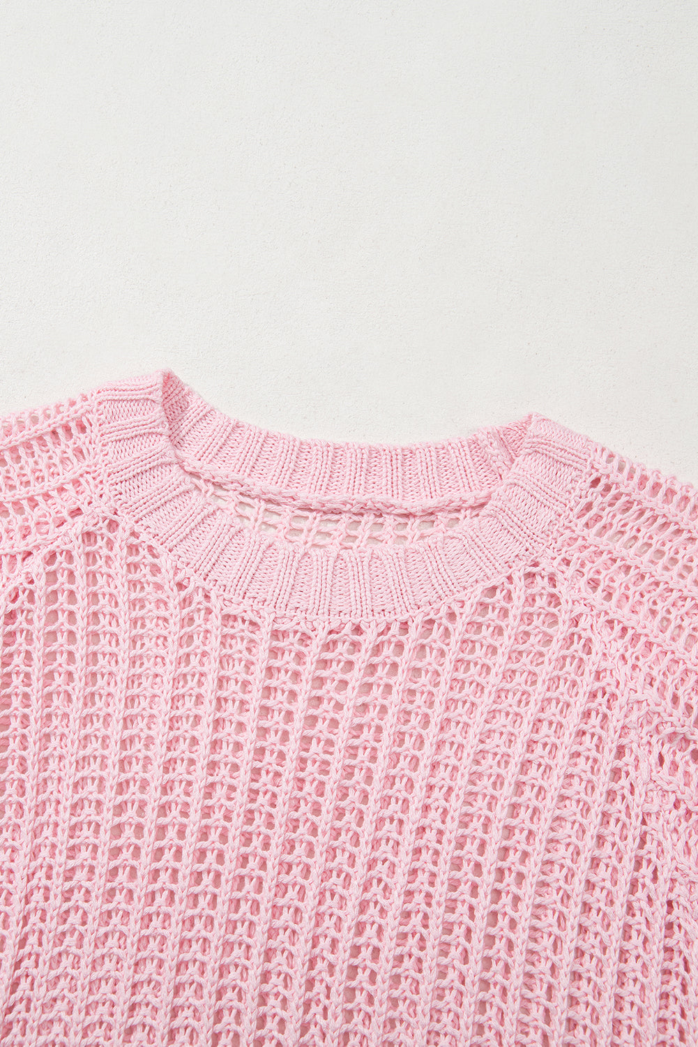 Hollow-out Crochet Tie Side Short Sleeve Sweater