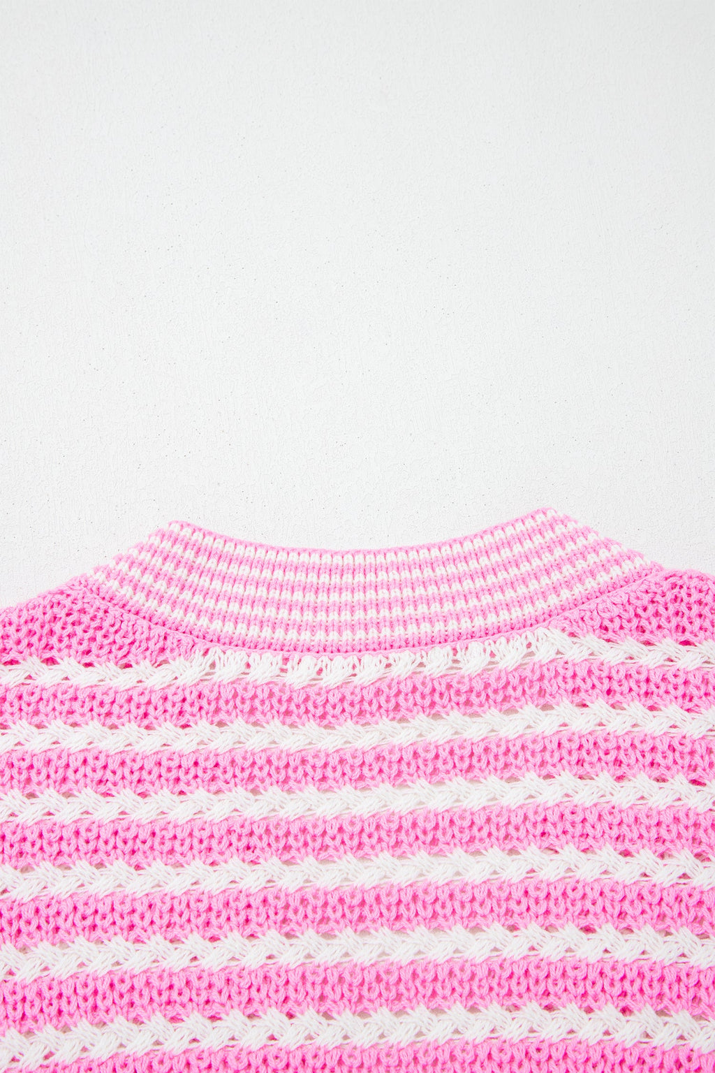 Stripe Bow Tie V-Neck Short Sleeve Sweater