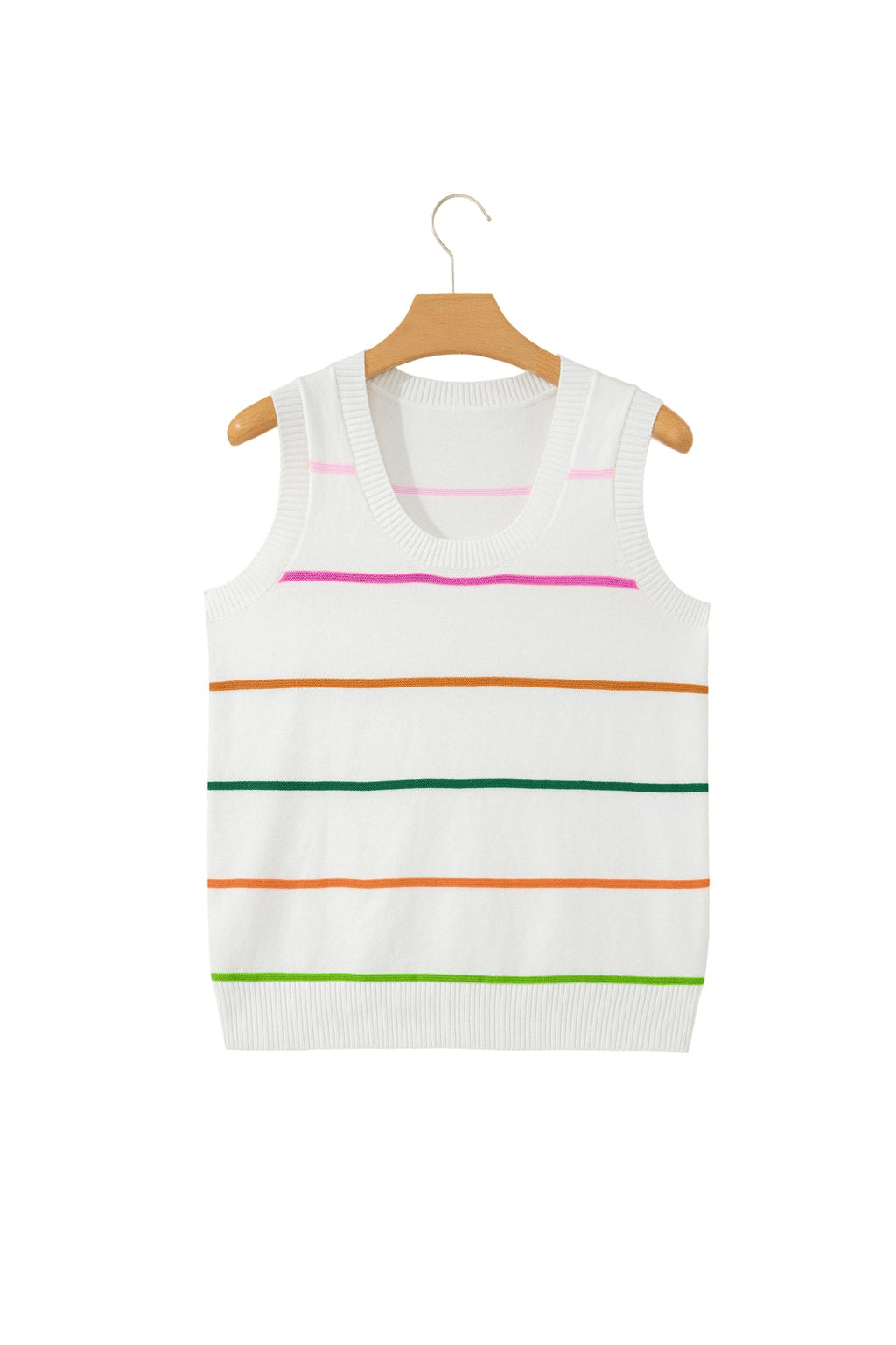 Stripe Round Neck Sleeveless Sweater Tank