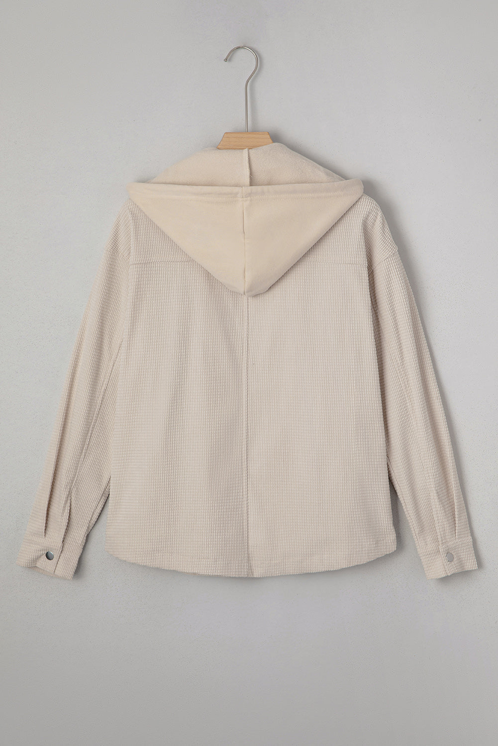 Textured Knit Pocketed Drawstring Hooded Jacket