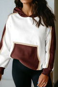 Colorblock Patchwork Kangaroo Pocket Hooded Sweatshirt