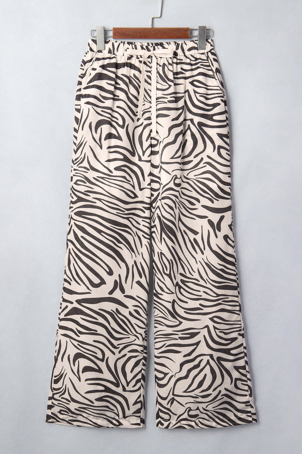 Western Zebra Drawstring High Waist Pocketed Pants