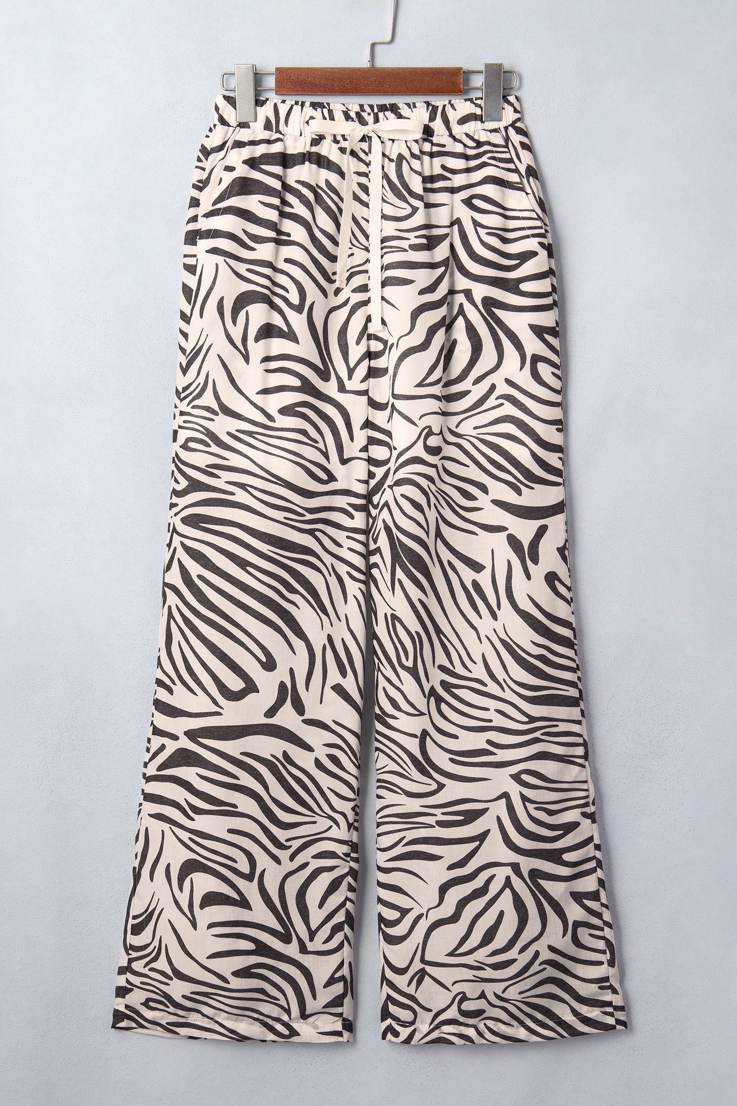 Western Zebra Drawstring High Waist Pocketed Pants